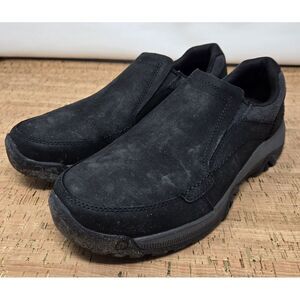 Merrll 'ANVIK PACE MOC' Black Leather Slip On Shoe Mens 8.5 Casual J16683‎